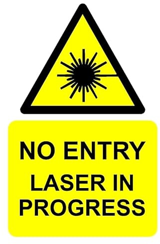 No entry laser in progress safety sign - Self adhesive sticker (200mm x 150mm)