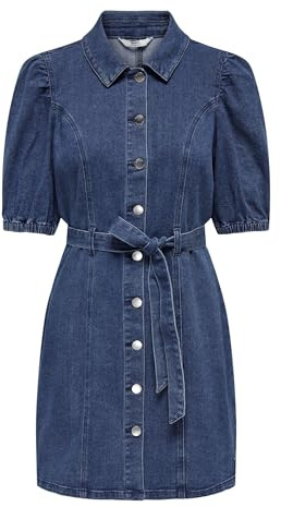 Only Onlvibbe SS Belt DNM Dress MBD Noos Abito Jeans, Media Blu Denim, S