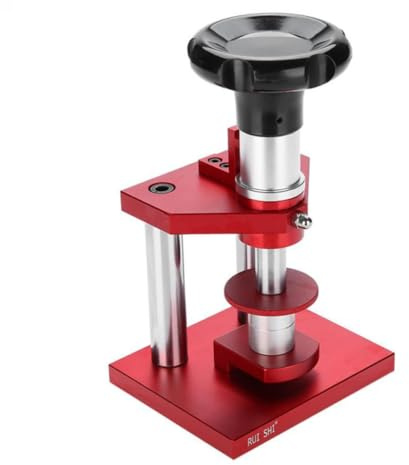 BESTYASH Uhrengehäusepresse aus Stahl mit 20 Einsätzen für Reparatur | Spiral Gehäuseverschluss, Rot, Präzise Ausführung für Uhrmacher und Werkstatt