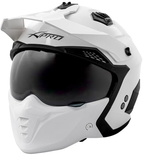 A-PRO SRL Motorcykel Jet Hjälm Cafe Racer ECE 22-06 solskydd scooter vit Motorcykel Hjälm XL, 8057639302755