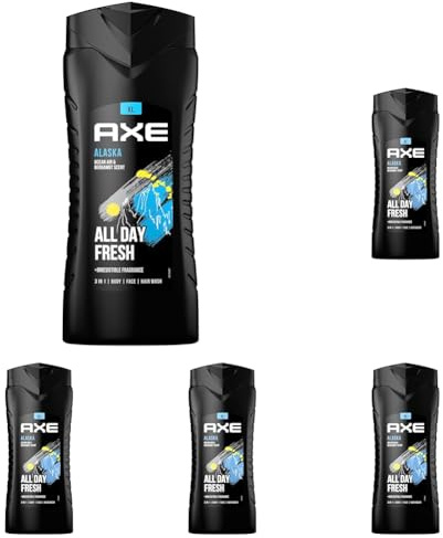 Axe 3-in-1 Duschgel & Shampoo Alaska XL Männer Duschgel für langanhaltende Frische nach der Dusche dermatologisch getestet 400 ml (Packung mit 5)