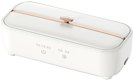 Kadxyan Máquina De Limpieza Ultrasónica De Joyas, Máquina De Limpieza por Ultrasonidos UV De Doble Cámara, Máquina De Limpieza De Gafas, Adecuada para Gafas, Lentes De Contacto, Retenedores, Anillos