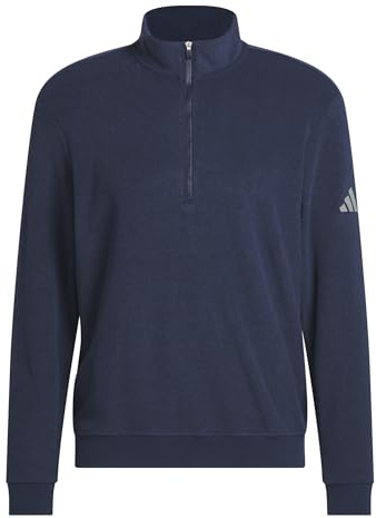 adidas Men's MENS ULTIMATE365 TERRY CLOTH QUARTER ZIP PULLOVER, collegiate navy, XL