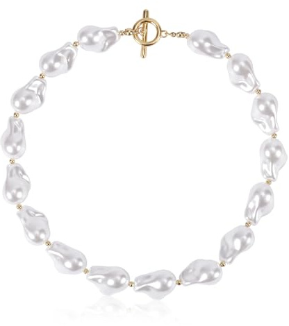 Mikovivi Perlenketten für Damen, Barockstil Perlenkette Weiß Exquisit Perlenkette für Damen Geburtstagsfeier Schmuck Geschenk