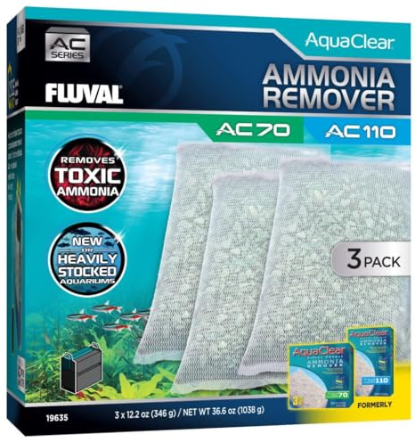 Fluval – ammoniakborttagare för AC70/AC110, 36,6 oz/1038 g – för användning i sötvattensakvarier 3-pack
