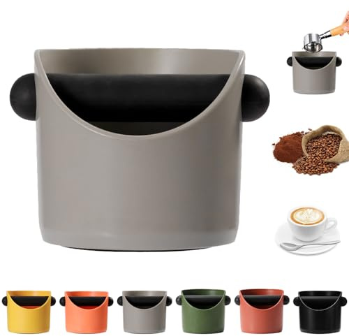 MORAINJAY Kaffeeklopfbox, kleine Espresso-Klopfbox, grauer Kaffeesatzbehälter, mit stoßdämpfender, abnehmbarer Klopfstange und rutschfestem Boden, Mahlen von Barista-Zubehör