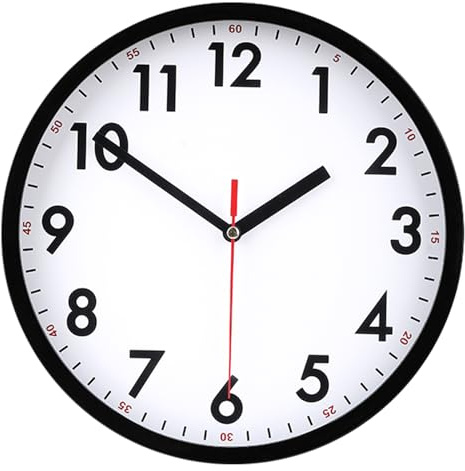 EMITDOOG Wall Clock Modern Kitchen Small Silent Analog Round Simple Quiet Quartz Black Wall Clocks Battery Operated Non Ticking for Bathroom Office Garage School