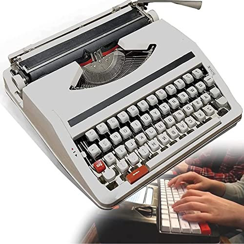 AYUE Mechanische englische Schreibmaschine, antike Schreibmaschine, Schreibmaschine, antike manuelle Schreibmaschine, tragbar und einfach zu bedienen, schwarz (weiß)