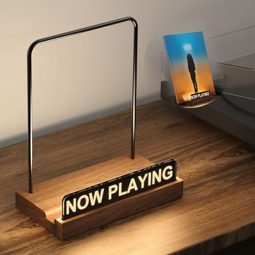 KORRTFID Vinyl-Schallplattenständer, beleuchteter Album-Halter, Vinyl-Schallplatten-Display, Album-Player-Ständer mit fingerabdruckfestem Acryl, warmweißes Licht