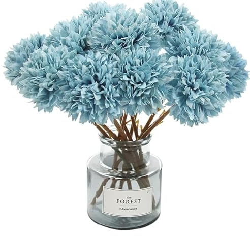 JOZMMZEOOA 12 piezas de flores artificiales de crisantemo de hortensias artificiales, flores decorativas de bola de imitación de tacto real para arreglos florales de interior, decoración del hogar