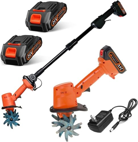 WJMRELIABLE Motoazada eléctrica sin Cable,24v Rotavator eléctrico,235rpm Cultivador de Mano,para jardinería Mantenimiento del césped Excavación del Suelo Cultivo