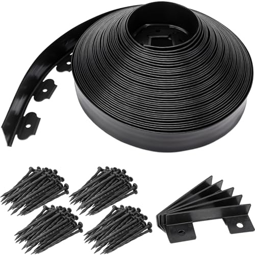 Landscape Edging 2.5 Inch Tall 100 FT, Black Edging for Landscaping with 5Pcs connectors and 120 Pcs Anchoring Spikes for Garden Flower Beds Yard Lawn