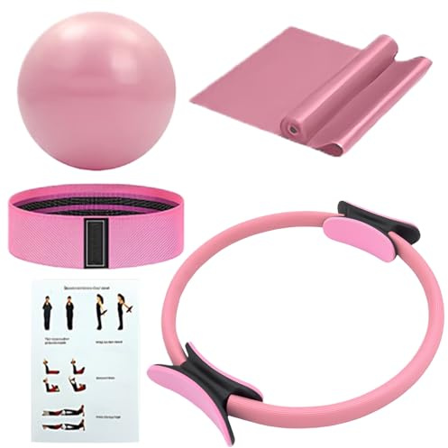 4 Pilates Set, Pilates Essential Kit: Pilatusring Ball, Widerstandsband,Yoga Ring, Resistance Bands, Better Me Pilates Set Für Zuhause, Pilates Zubehör Für Frauen Heimtraining