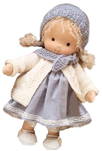 Lawnrden Rag Doll 9.5x2.4x4.7 '' Adorable poupée bébé en Peluche Douce avec Chapeau en Tissu et écharpe exquise Mini bébé Jeu de rôle de Noël pour favoriser l'amour et la Compagnie |.Peluche