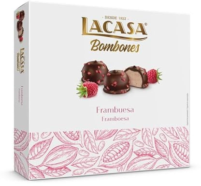 Bombones Lacasa | Surtido de Chocolates Gourmet | Sabores Café con Leche y Frambuesa | Caja 200 g | Dulce Placer para Regalar o Disfrutar (FRAMBUESA)