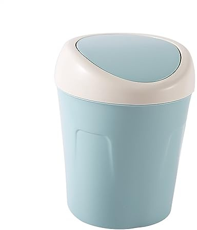 Poubelle 4l Poubelle Maison Salon en Plastique Petit recouvert de Couvercle Tirer Table Cuisine Chambre Corbeille à Papier(Blue)