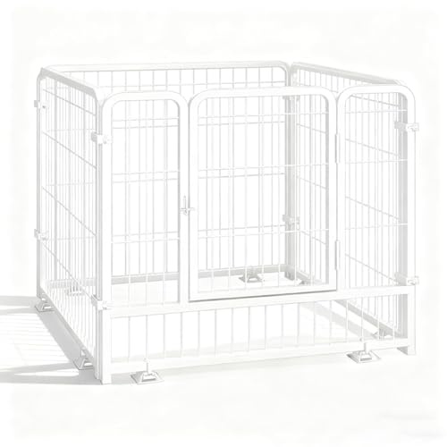 Kaminschutzgitter aus Metall Verbrühungsschutz für Kamine Sicherheitstor/Absperrgitter (4/6-teilig) mit Tür für Haustiere (Hund/Katze) Haustierkäfig(Weiß,70 * 70 * 80cm)