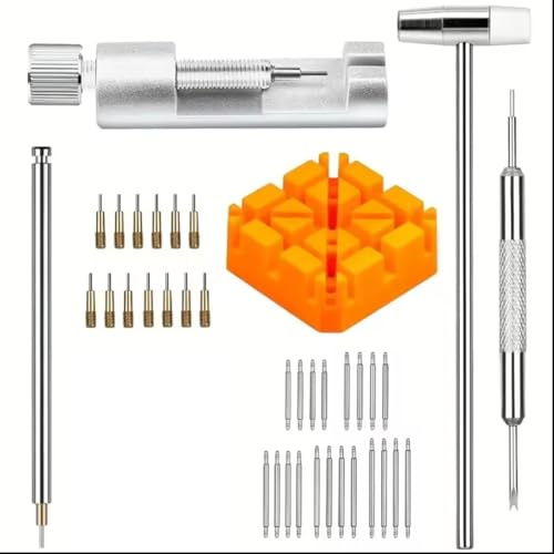 Hipzeepo Juego de 39 Herramientas para Reparación de Relojes, Incluye Correa de Eslabones, Pulsera, Cadena, Pasador, Ajustador y Removedor para Profesionales.