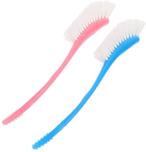 Milisten Lot de 2 Brosses Multifonctions pour Biberons et Gobelets, Poils Nylon Rigides, Tête Flexible, Manches Plastiques, Couleurs Bleue et Rose, Outil de Nettoyage pour Parois