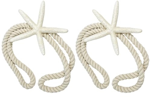 Itkcozcg 2 fermatenda per tende a forma di stella marina per finestra, con fibbie, in corda, per tende, decorativi, fermatenda decorativi