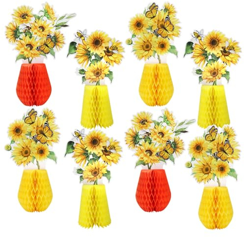 SJUNJIE 11 Piezas de Decoración de Bolas de Panal de Girasol Decoración de Mesa para Cumpleaños, Decoración de Primavera Guirnalda de Flores Bolas de Panal Decoraciones para Fiestas Navideñas