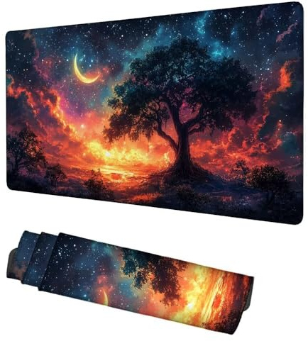Alfombrilla Ratón Árboles Mouse Pad 700x300x3mm Alfombrilla Gaming Luna Desk Mat, Protector Escritorio, Accesorios Gaming, Mejora Precisión y Velocidad, para PC Gamer, Portátil, Oficina, f-394