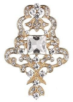 Vintage diamantbrosch för kvinnor - raffinerad kärleksbrosch med silkessjal - bra tillbehör för alla tillfällen