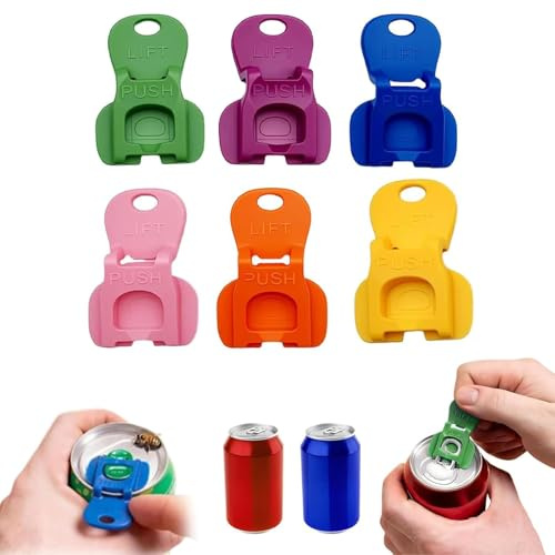 Juego de 6 abridor de cajas para refrescos, abridor de latas de soda y protector de tapa de bebida, sellado hermético, abridor de caja fácil de tirar para latas de cerveza, refrescos, abrelatas de