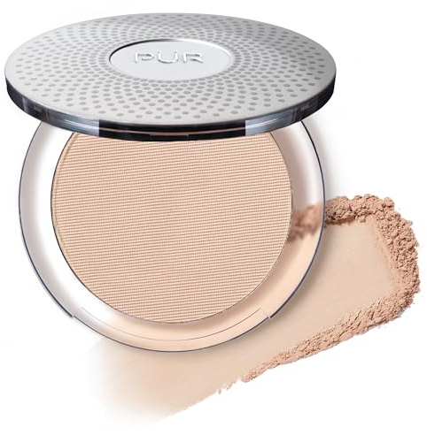 PUR Beauty 4-in-1 Pressed Mineral Makeup Powder Foundation with SPF 15 - Concealer & Finishing Compact Pressed Powder for Face - Buildable Medium to Full Coverage Foundation Powder (Light)