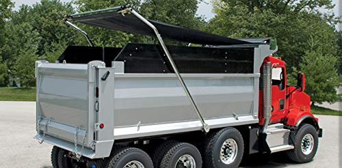 Mytee Products 7'6 x 20' Black Asphalt Vinyl Dump Truck Tarp with Double Pocket & Grommets - 18Oz Vinyl Waterproof Dump Trailer Tarp to Prevent Load Spillage During Transportation