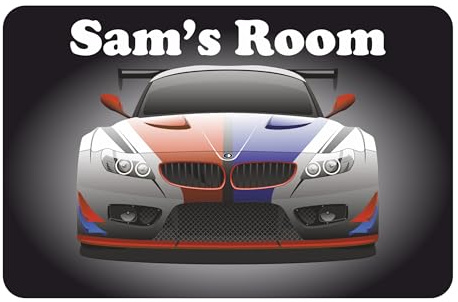Racing Car - Touring Car Kids Bedroom Door Sign Personalised For You - Any Name! Door Plaque,Girls/Boys,Nursery,Decor,Kids Room,Cars