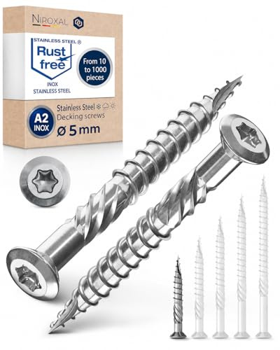 Vis terrasse inox C1 vis à bois Torx TX tête fraisée vis bois extérieur vis inox terrasse 5x5 mm – 50 pcs