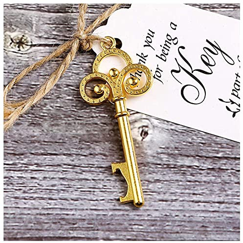 Egurs Juego de 20 llaves abrebotellas retro para decoración de bodas, baby showers, fiestas, banquetes, color dorado