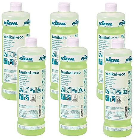 Sanikal-Eco detergente bagno ecologico anticalcare per piastrelle box doccia superfici profumate e lucide - Cartone 6 flaconi lt.1