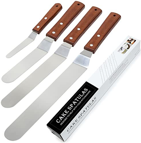Winkelpalette, 4 Teiliges torte Winkelpaletten Edelstahl Klein und Lang Streichpaletten set, Profi Hoch Winkelpalette Tortenmesser Konditorenmesser Icing Spachtel für torten konditoren