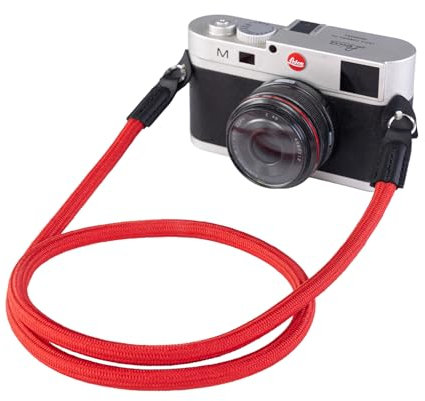 wieehtes Kameragurt aus Seil:100cm Nylon Kletterseil Kamera Hals Schultergurt für Spiegellose/Kleine Kameras(Rot)