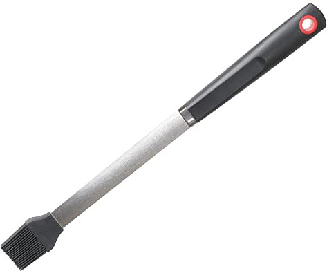 Wenco Brosse à gril Premium, 42 cm de long, en acier inoxydable/silicone, résistante à la chaleur, utilisation polyvalente comme pinceau à pâtisserie, pinceau de cuisine - argent