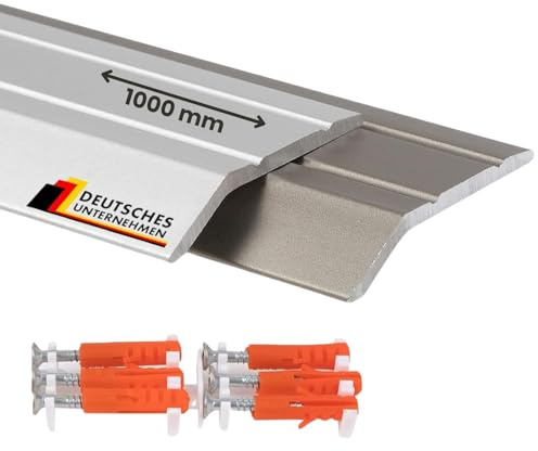 Floordirekt Profilé de compensation de hauteur en aluminium - 1 m de long, 30 mm de large - Profilé de transition pré-percé avec matériel de fixation - Rail de sol pour compensation de hauteur jusqu'à