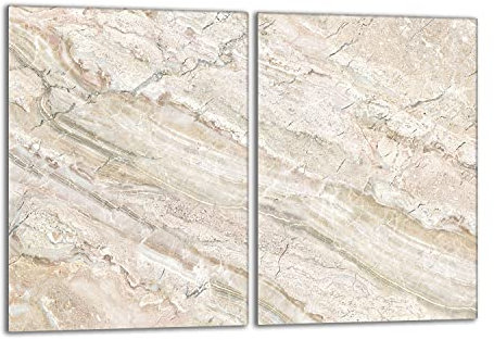 DarHaus Tabla de cortar decorativa de cristal templado y cubre vitro, Placa protectora de vitrocerámica 40 x 52 cm 2 piezas, para inducción, protección contra salpicaduras, decoración, MÁRMOL