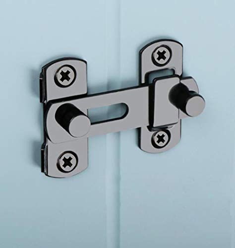 Petit verrou de porte à rabat en acier inoxydable noir mat, serrure à chaîne de porte, double boulon plat, loquet coulissant (noir 2)