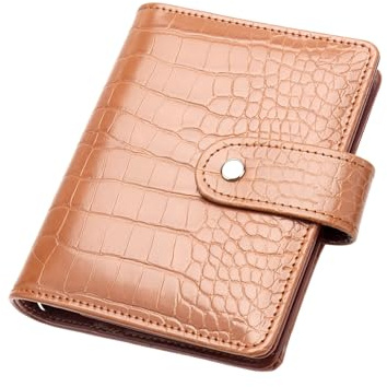 NatSumeBasics NST-PUSnapBinder-A7 Classeur A7 pour espèces, enveloppes budgétaires, classeur en cuir synthétique crocodile, couverture de carnet de notes à 6 anneaux, dossiers à bouton-pression,