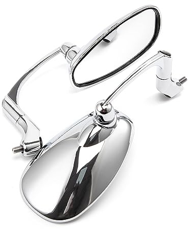 Motorrad Seitenspiegel Oval Rückspiegel 8mm 10mm für Cafe Racer Bobber Chopper (Silber)