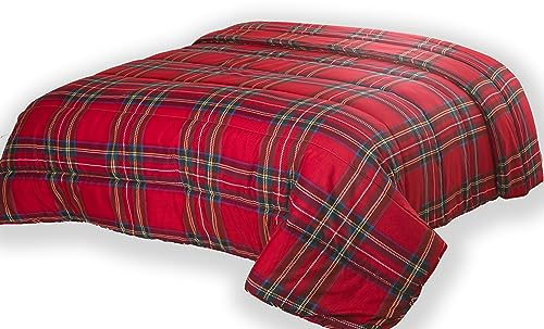 Home Tresor - Piumone Una Piazza e Mezza Tartan Trapunta Imbottita Invernale Piazza e Mezza Coperta Pesante Fantasia Tirolese Scozzese in Microfibra cm 210x250