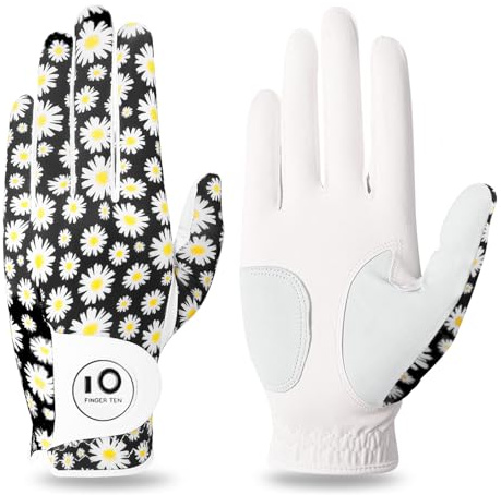 FINGER TEN Guanti da golf da donna per destrorsi, con marcatore per palline, impugnatura antipioggia, guanti da golf per mano destra e sinistra, traspiranti, per tutte le condizioni atmosferiche,