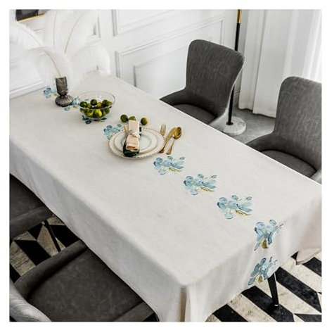 KnSam Tischdecke 90x90CM, Blumen Tischtücher Polyester Tischwäsche Tischbedeckung für Küche Esstisch Dekoration, Mitteldecke für das ganze Jahr, Blau