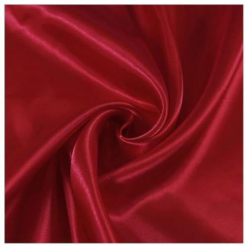 2 M X 150 Cm Satin-Stoff Seidenstoff Meterware DIY Nähen Schneidern Handwerk Hochzeit Kleid Dekoration Pyjama Hemd Material Drape Seidig Tanzkleidung(Color:red)