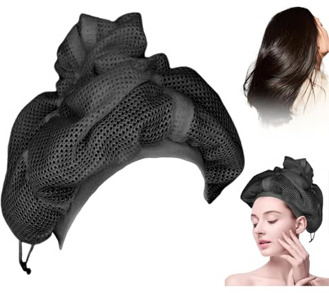 Net Plopping Cap For Drying Curly Hair | Net Plopping Hair Cap With Drawstring | Adjustable Reusable Net Plopping Bonnet For Drying Curly Hair | Net Plopping Bonnet Hair Drying Hoods