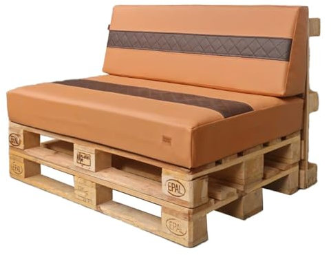 GoldenGroup Gartenset Kissen für Palettenmöbel Toffee - Eco-Leder mit gestepptem Einsatz Sofakissen - Polster Hartschaum - Sitzkissen 120cm x 80cm x 10cm & 120cm x 40cm x 10/20cm Rückenkissen