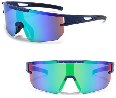 Ruikdly Schnelle Brille Fahrradbrille Herren Polarisierte Sportbrille Damen Sportsonnenbrillen UV400 Schutz Radbrille Laufbrille für Outdoorsport Radfahren Fahren Laufen Golf Rave