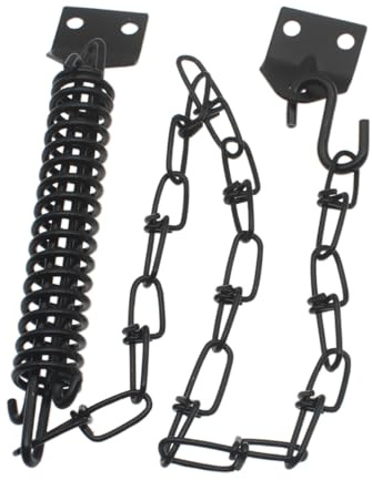OZXNO 1set Screen Door Chain Storm Door Protector Chain and Spring Heavy Duty Storm Door Closer (Black)